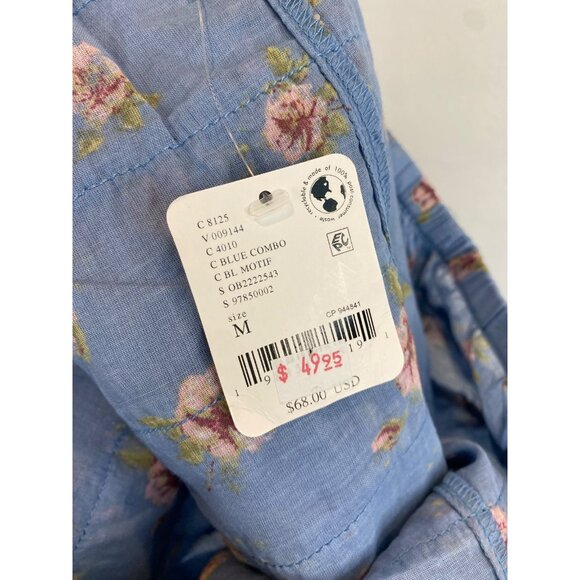 Free People Ruffle Up Bloomer Shorts Size Medium Blue Floral Elastic Waist New - Picture 6 of 7